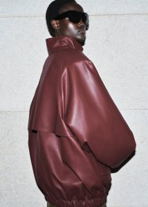 Women Outerwear Red The Frankie Shop Senta Faux Leather Bomber - Burgundy - Image 3