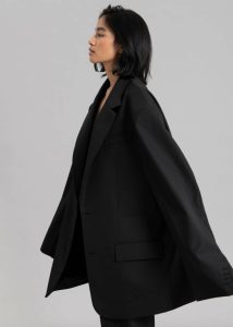 Women Outerwear The Frankie Shop Black Dee Maxi Oversized Blazer - Black - Image 5