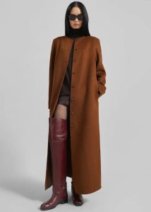 Women Outerwear The Frankie Shop Brown Loulou Studio Martil Long Coat - Wood