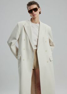 Women Outerwear The Frankie Shop Dex Double Breasted Coat - Beige Beige - Image 2