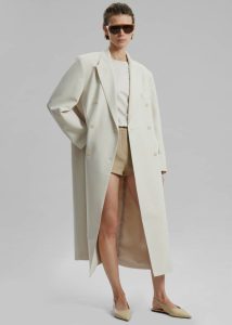Women Outerwear The Frankie Shop Dex Double Breasted Coat - Beige Beige - Image 3