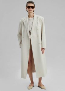 Women Outerwear The Frankie Shop Dex Double Breasted Coat - Beige Beige - Image 4