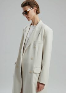 Women Outerwear The Frankie Shop Dex Double Breasted Coat - Beige Beige - Image 5