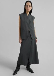 Women Outerwear The Frankie Shop Grey Greven Vest - Dark Grey Melange - Image 3