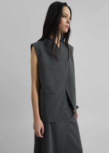 Women Outerwear The Frankie Shop Grey Greven Vest - Dark Grey Melange - Image 5