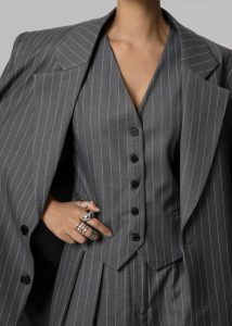 Women Outerwear The Frankie Shop Grey Holland Suit Vest - Charcoal/White Pinstripe