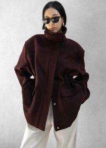 Women Outerwear The Frankie Shop Holbeck Field Wool Jacket - Burgundy Red