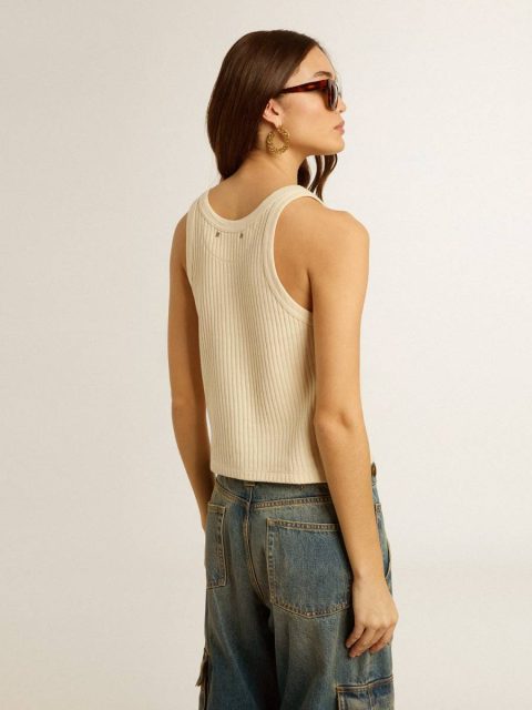 Women Parchment Golden Goose Parchment-Colored Sleeveless Top T-Shirts & Tops - Image 4