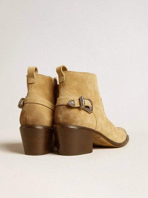 Women Patty Ankle Boots In Sand-Colored Waxed Suede Boots Golden Goose - Image 4