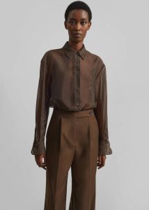Women Peri Sheer Shirt - Brown The Frankie Shop Brown Tops - Image 2