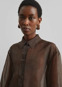 Women Peri Sheer Shirt - Brown The Frankie Shop Brown Tops - Image 5