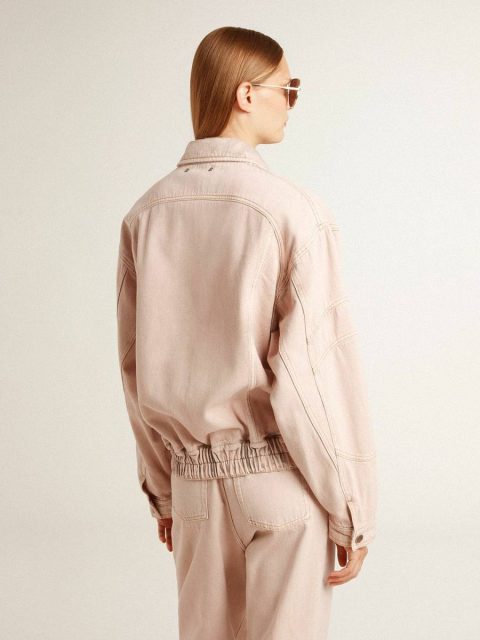 Women Pink Coats & Jackets Golden Goose Women's Pink Dyed Denim Bomber Jacket - Image 4