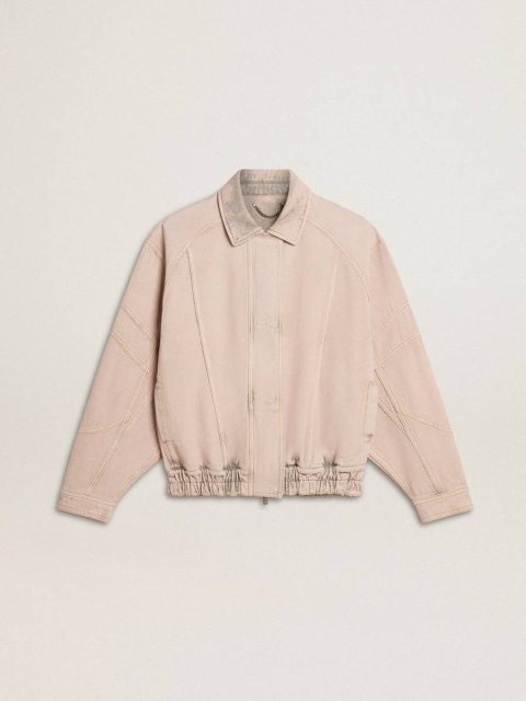 Women Pink Coats & Jackets Golden Goose Women's Pink Dyed Denim Bomber Jacket