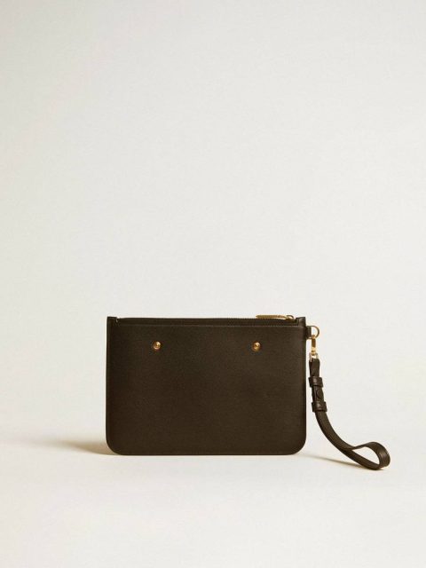 Women Pouch In Black Leather With Raised Logo Bag Accessories Black Golden Goose - Image 2
