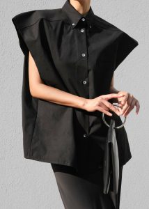 Women Rae Sleeveless Button Down Shirt - Black Tops The Frankie Shop Black - Image 2