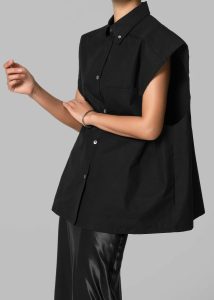 Women Rae Sleeveless Button Down Shirt - Black Tops The Frankie Shop Black