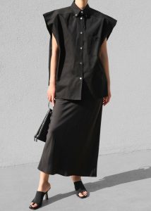 Women Rae Sleeveless Button Down Shirt - Black Tops The Frankie Shop Black - Image 3