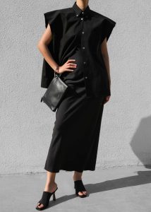 Women Rae Sleeveless Button Down Shirt - Black Tops The Frankie Shop Black - Image 4
