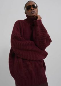 Women Red Knitwear Olney Oversized Wool Turtleneck - Burgundy The Frankie Shop - Image 5