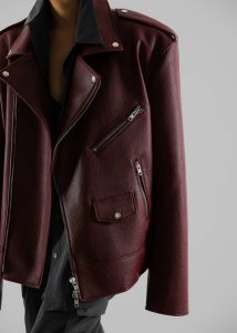 Women Red Outerwear Chicago Oversized Biker Jacket - Burgundy The Frankie Shop - Image 2