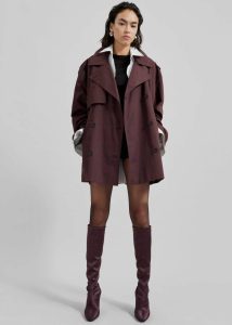 Women Red Outerwear The Frankie Shop Lisburn Short Trench - Burgundy - Image 3