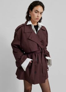 Women Red Outerwear The Frankie Shop Lisburn Short Trench - Burgundy - Image 4