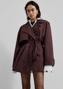 Women Red Outerwear The Frankie Shop Lisburn Short Trench - Burgundy - Image 5