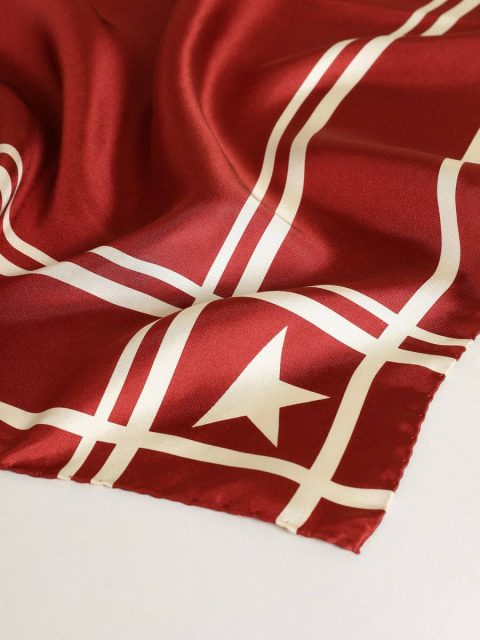 Women Red Scarf With Contrasting White Stars And Stripes Silks & Scarves Golden Goose Red - Image 2
