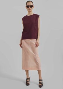 Women Red The Frankie Shop Beaune Sleeveless Top - Burgundy Tops - Image 4