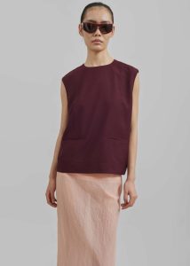Women Red The Frankie Shop Beaune Sleeveless Top - Burgundy Tops - Image 5