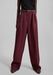 Women Red The Frankie Shop Tansy Pleated Trousers - Burgundy Bottoms - Image 2