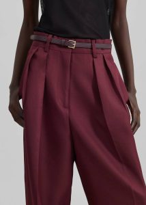 Women Red The Frankie Shop Tansy Pleated Trousers - Burgundy Bottoms - Image 3