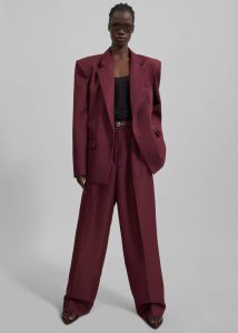 Women Red The Frankie Shop Tansy Pleated Trousers - Burgundy Bottoms - Image 4