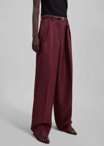Women Red The Frankie Shop Tansy Pleated Trousers - Burgundy Bottoms - Image 5