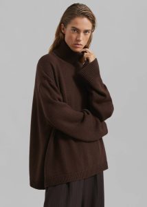 Women Rhea Trapeze Turtleneck - Brown Knitwear The Frankie Shop Brown