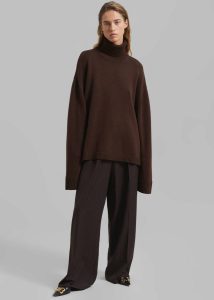 Women Rhea Trapeze Turtleneck - Brown Knitwear The Frankie Shop Brown - Image 3