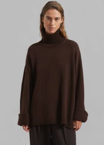 Women Rhea Trapeze Turtleneck - Brown Knitwear The Frankie Shop Brown - Image 4