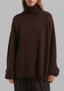 Women Rhea Trapeze Turtleneck - Brown Knitwear The Frankie Shop Brown - Image 5
