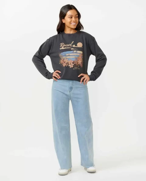 Women Rip Curl Hoodies & Fleece Wave Gliders Relaxed Crew - Image 4
