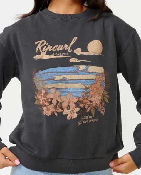 Women Rip Curl Hoodies & Fleece Wave Gliders Relaxed Crew - Image 5