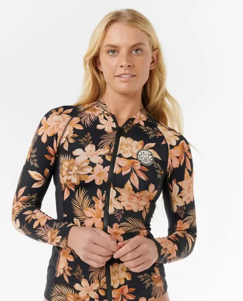 Women Rip Curl Rash Guards Desert Dreams Long Sleeve Zip Through Rash Guard - Image 3