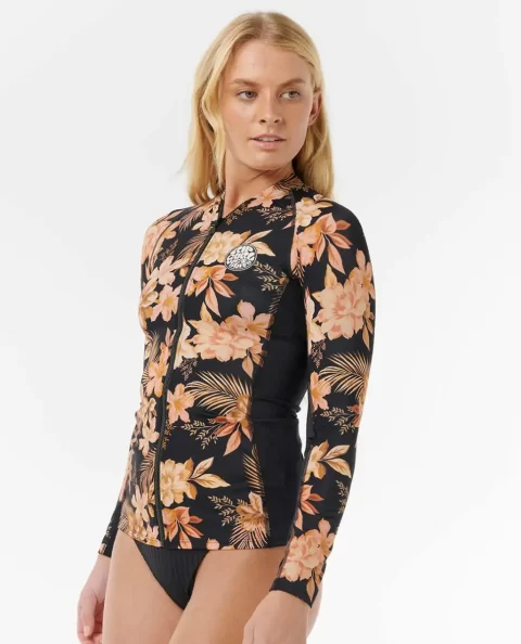Women Rip Curl Rash Guards Desert Dreams Long Sleeve Zip Through Rash Guard - Image 4