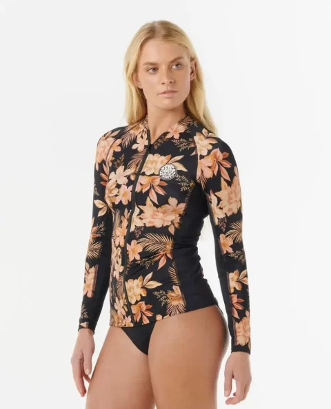 Women Rip Curl Rash Guards Desert Dreams Long Sleeve Zip Through Rash Guard