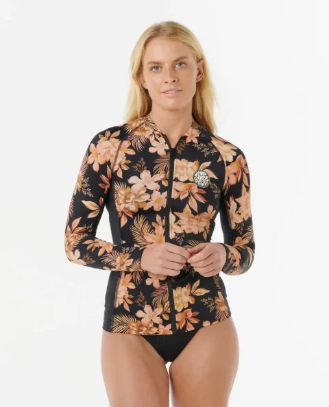 Women Rip Curl Rash Guards Desert Dreams Long Sleeve Zip Through Rash Guard - Image 5