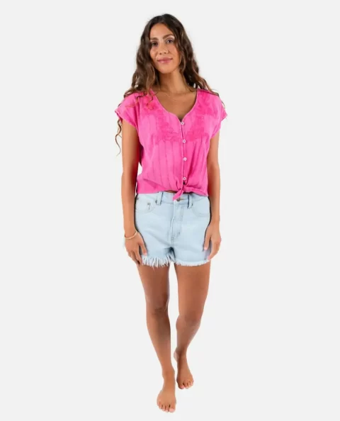 Women Rip Curl Shirts & Tops Tiki Embroidered Top - Image 4
