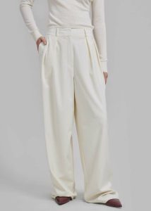 Women Ripley Pleated Trousers - Ivory The Frankie Shop White Bottoms - Image 2