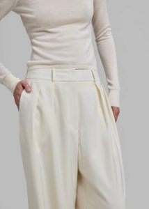 Women Ripley Pleated Trousers - Ivory The Frankie Shop White Bottoms - Image 3