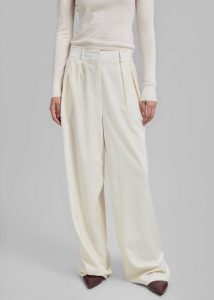 Women Ripley Pleated Trousers - Ivory The Frankie Shop White Bottoms - Image 5