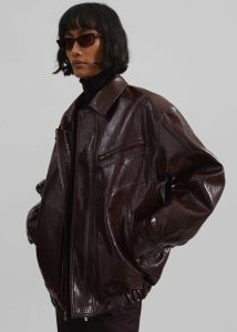 Women Risner Faux Leather Jacket - Burgundy Outerwear The Frankie Shop Red - Image 2