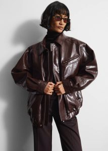Women Risner Faux Leather Jacket - Burgundy Outerwear The Frankie Shop Red